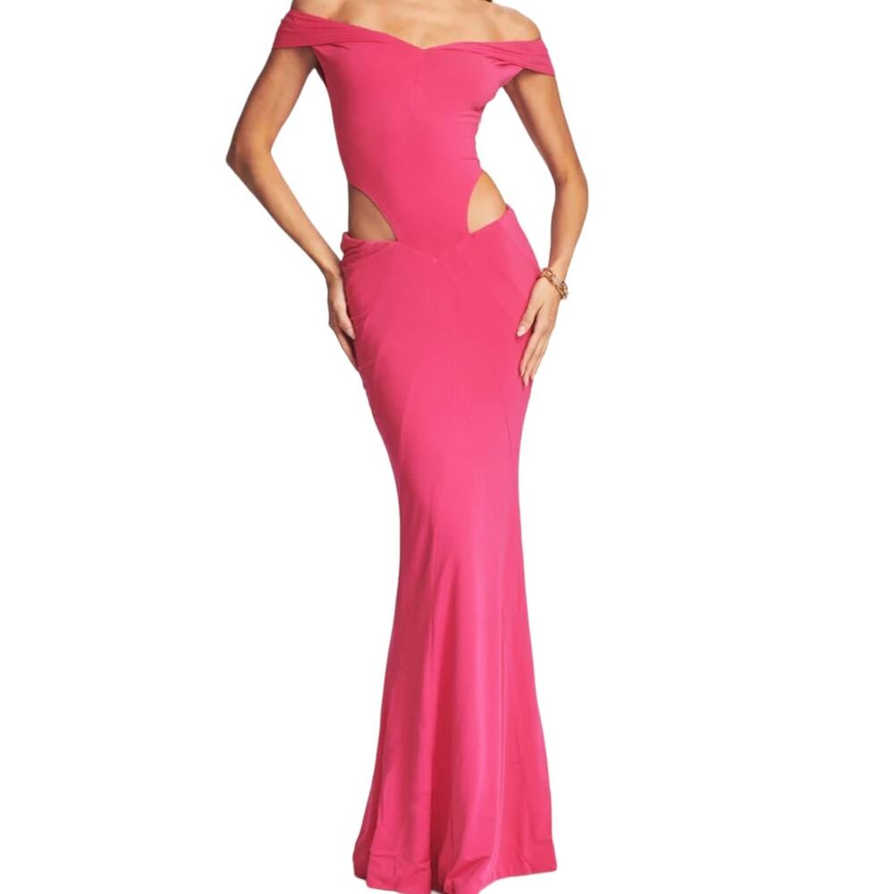 Retrofête Giada Pink Mermaid Maxi Dress XXS Off Shoulder Cutout NWT